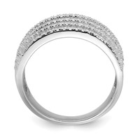 Sterling Silver Rhodium-plated CZ Wide Band Ring view 2