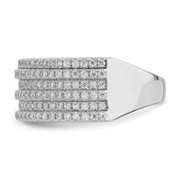 Sterling Silver Rhodium-plated CZ Wide Band Ring view 4