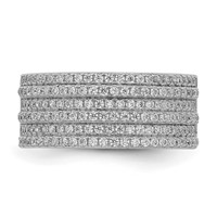 Sterling Silver Rhodium-plated CZ Wide Band Ring view 5