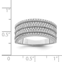 Sterling Silver Rhodium-plated CZ Wide Band Ring view 3