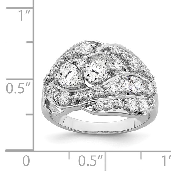 Sterling Silver Rhodium-plated Pear CZ Fancy Ring