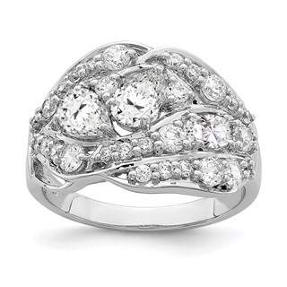 Sterling Silver Rhodium-plated Pear CZ Fancy Ring