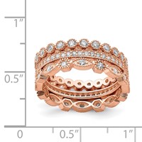 Sterling Silver Rose-tone CZ Set of 3 Eternity Rings view 3