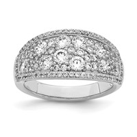 Sterling Silver Rhodium-plated Pave CZ Ring view 1