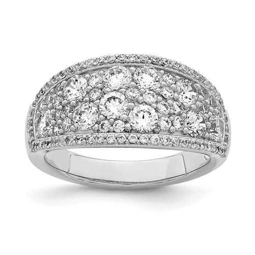 Sterling Silver Rhodium-plated Pave CZ Ring