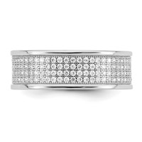 Sterling Silver Rhodium-plated Pave CZ Eternity Band view 5