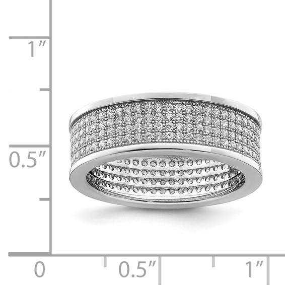 Sterling Silver Rhodium-plated Pave CZ Eternity Band
