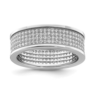 Sterling Silver Rhodium-plated Pave CZ Eternity Band