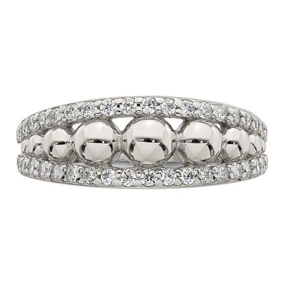 Sterling Silver CZ w/Beads Ring