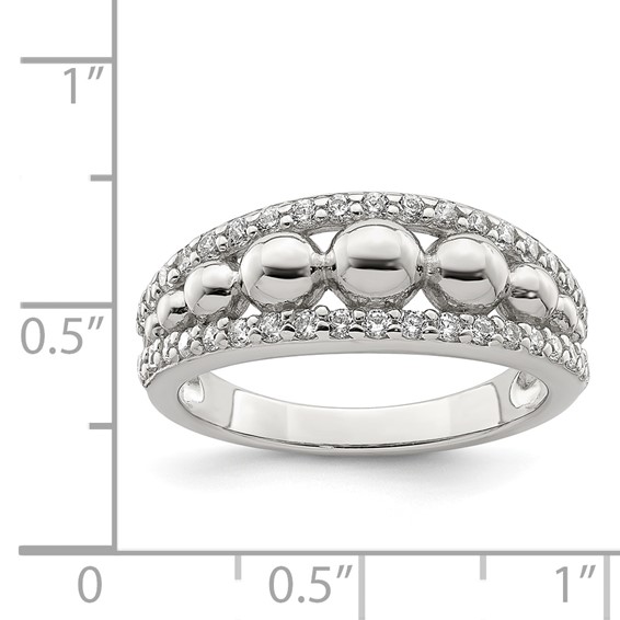 Sterling Silver CZ w/Beads Ring
