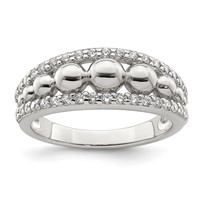 Sterling Silver CZ Ring with Beads view 1