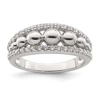 Sterling Silver CZ w/Beads Ring
