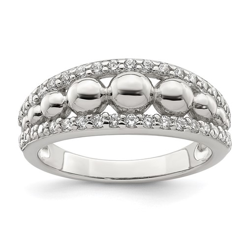 Sterling Silver CZ Ring with Beads