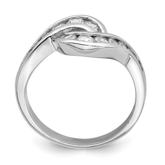 Sterling Silver Rhodium-plated Fancy CZ Ring