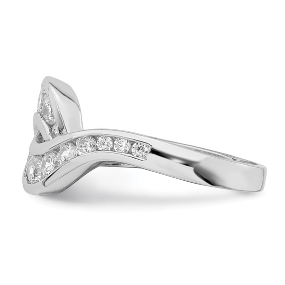 Sterling Silver Rhodium-plated Fancy CZ Ring