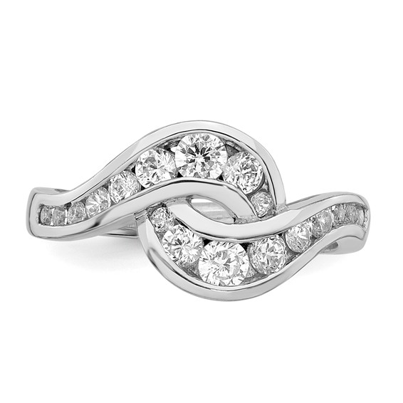 Sterling Silver Rhodium-plated Fancy CZ Ring