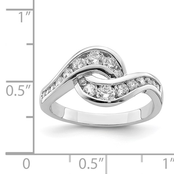 Sterling Silver Rhodium-plated Fancy CZ Ring