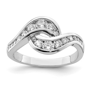 Sterling Silver Rhodium-plated Fancy CZ Ring