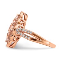 Sterling Silver Rose Gold-plated Imitation PinkSapphire CZ Ring view 3