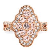 Sterling Silver Rose Gold-plated Imitation PinkSapphire CZ Ring view 4