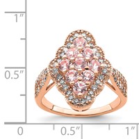 Sterling Silver Rose Gold-plated Imitation PinkSapphire CZ Ring view 5