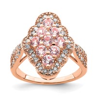 Sterling Silver Rose Gold-plated Imitation PinkSapphire CZ Ring view 1