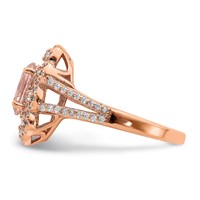 Sterling Silver Rose Gold-plated Imitation PinkSapphire CZ Ring view 3