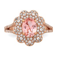 Sterling Silver Rose Gold-plated Imitation PinkSapphire CZ Ring view 4