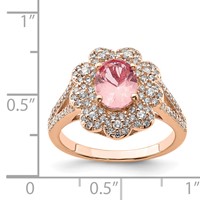 Sterling Silver Rose Gold-plated Imitation PinkSapphire CZ Ring view 5