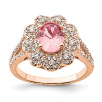 Sterling Silver Rose Gold-plated Imitation PinkSapphire CZ Ring view 1