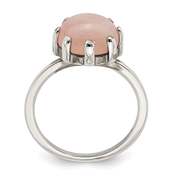 Sterling Silver Rose-tone and Pink Chalcedony Stone Ring