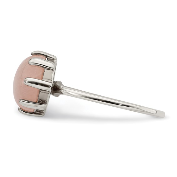 Sterling Silver Rose-tone and Pink Chalcedony Stone Ring