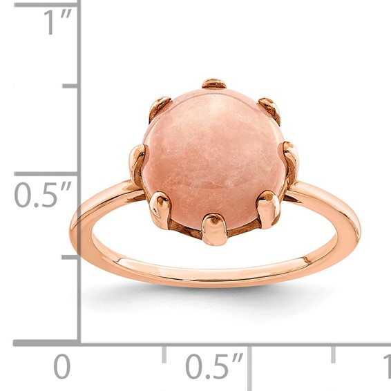 Sterling Silver Rose-tone and Pink Chalcedony Stone Ring