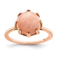 Sterling Silver Rose-tone and Pink Chalcedony Stone Ring view 1