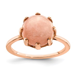 Sterling Silver Rose-tone and Pink Chalcedony Stone Ring