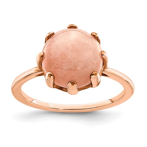 Sterling Silver Rose-tone and Pink Chalcedony Stone Ring