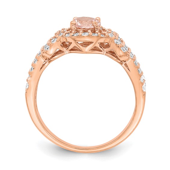 Sterling Silver Rose Gold-plated Imitation PinkSapphire/CZ Ring