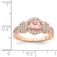 Sterling Silver Rose Gold-plated Imitation PinkSapphire CZ Ring view 5