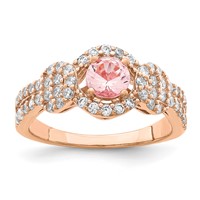 Sterling Silver Rose Gold-plated Imitation PinkSapphire CZ Ring view 1
