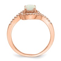 Sterling Silver Rose-tone Created Opal and CZ Halo Ring view 2