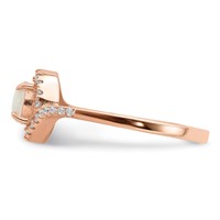 Sterling Silver Rose-tone Created Opal and CZ Halo Ring view 3