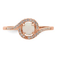 Sterling Silver Rose-tone Created Opal and CZ Halo Ring view 4