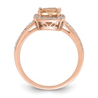 Sterling Silver Rose-tone Square Peach CZ Halo Ring view 2