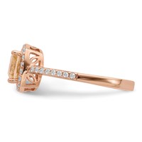 Sterling Silver Rose-tone Square Peach CZ Halo Ring view 3