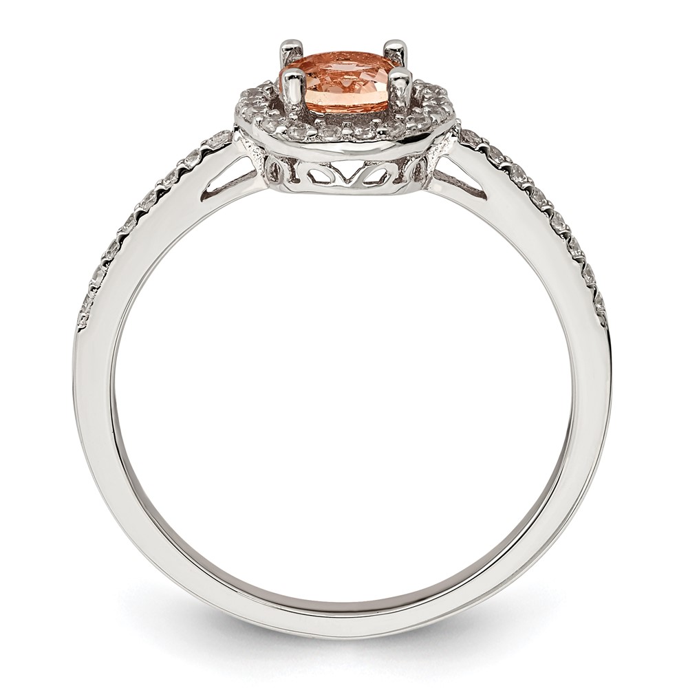 Sterling Silver Rose-tone Peach CZ Halo Ring (QR7131-6)