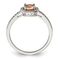 Sterling Silver Rose-tone Peach CZ Halo Ring view 2