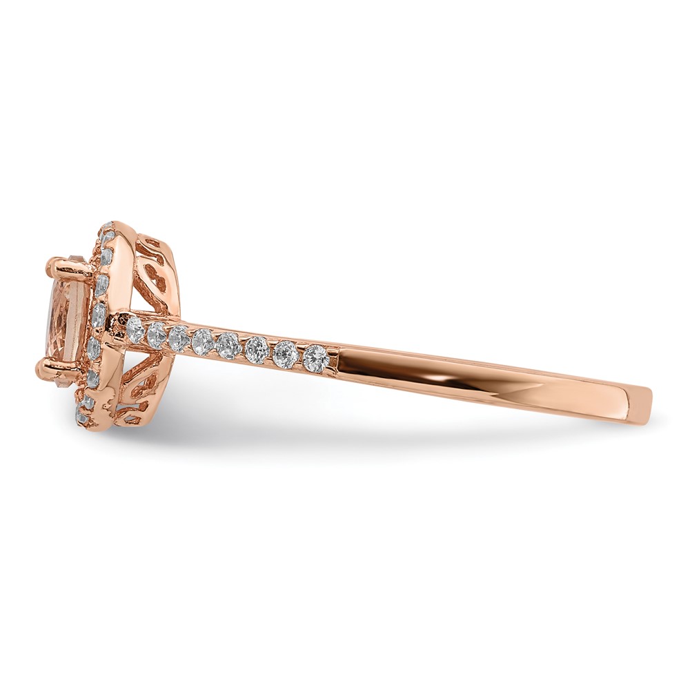 Sterling Silver Rose-tone Peach CZ Halo Ring (QR7131-6)