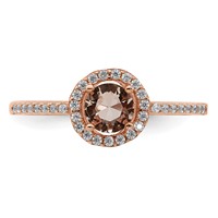Sterling Silver Rose-tone Peach CZ Halo Ring view 4