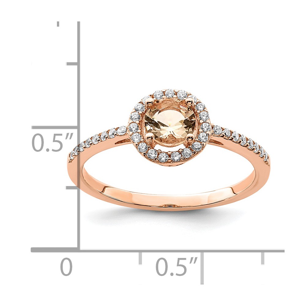 Sterling Silver Rose-tone Peach CZ Halo Ring (QR7131-6)