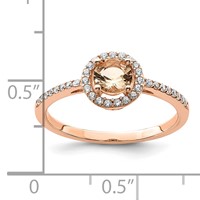 Sterling Silver Rose-tone Peach CZ Halo Ring view 5